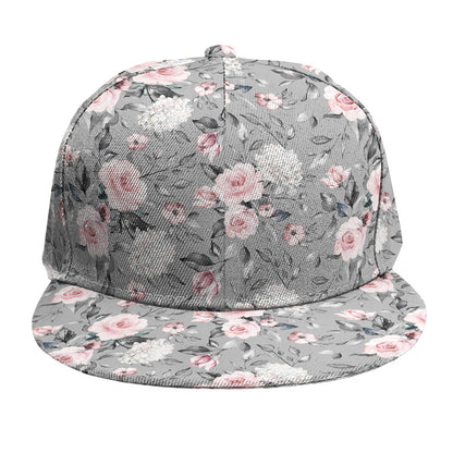 Monochrome Spring Floral Print Snapback Cap