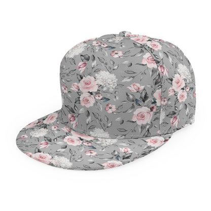 Monochrome Spring Floral Print Snapback Cap
