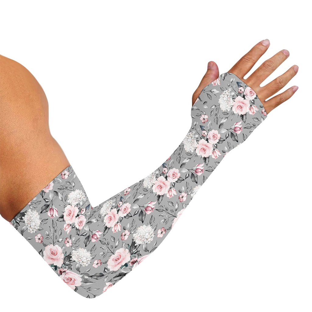 Monochrome Spring Floral Print Sun Protection Arm Sleeves
