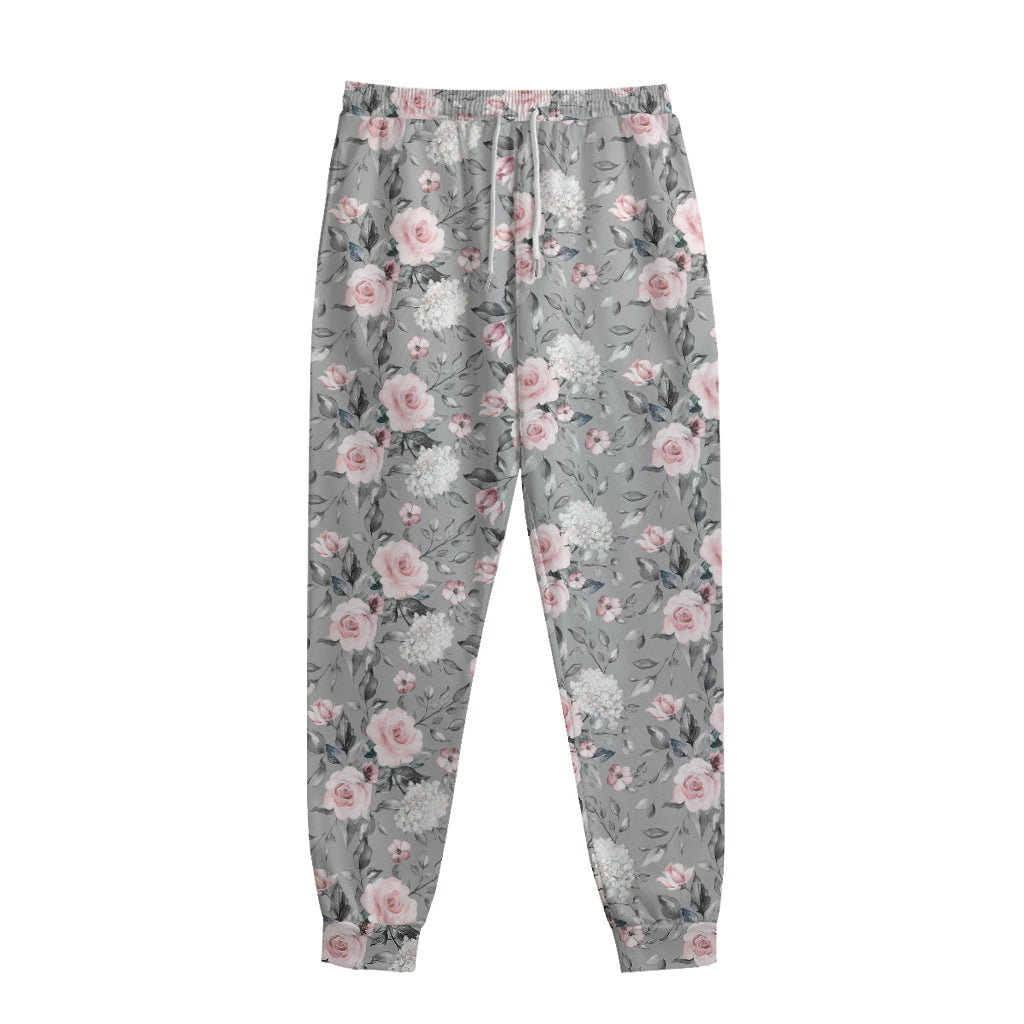 Monochrome Spring Floral Print Sweatpants