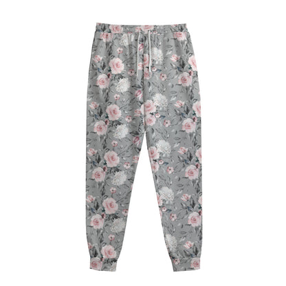 Monochrome Spring Floral Print Sweatpants