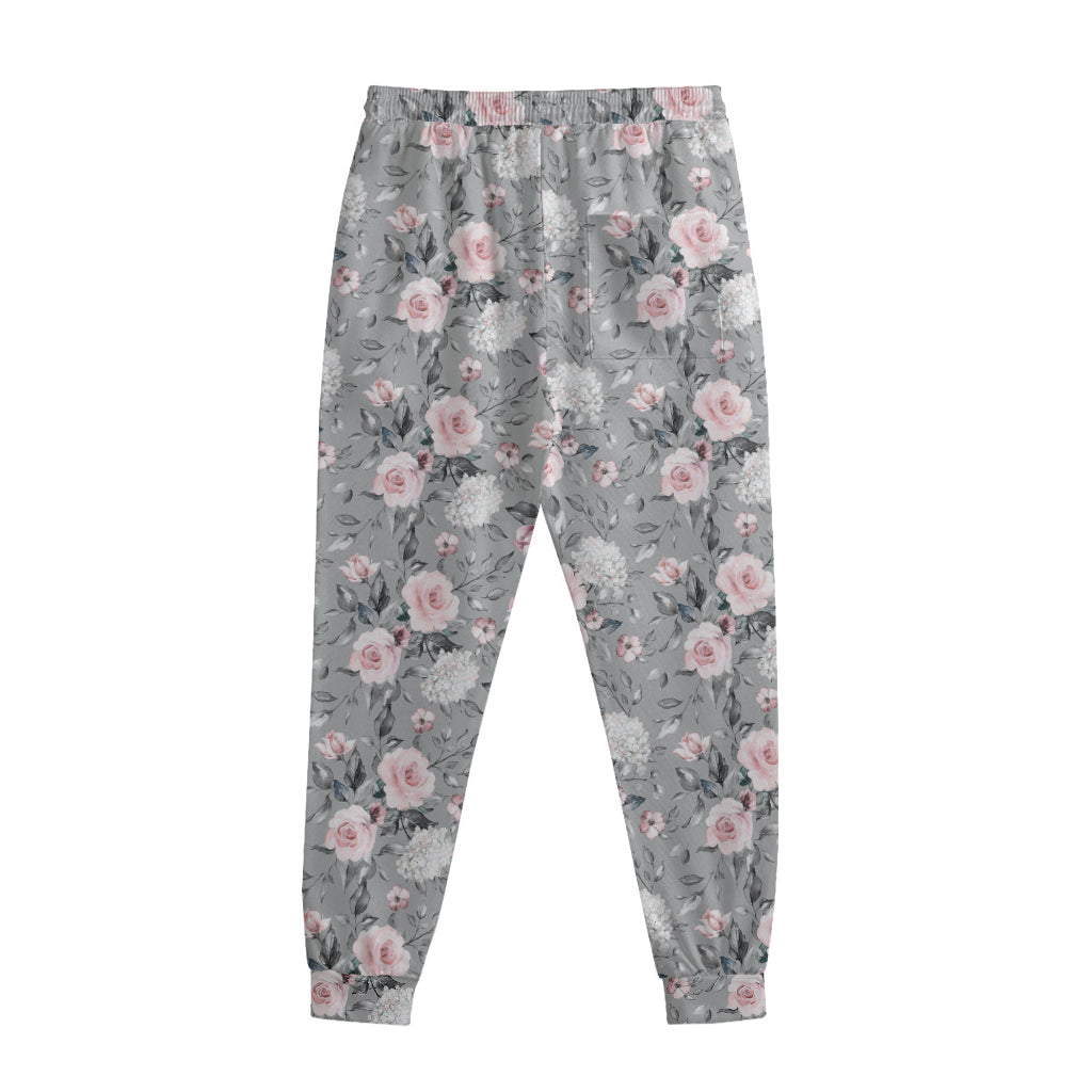 Monochrome Spring Floral Print Sweatpants