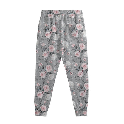 Monochrome Spring Floral Print Sweatpants