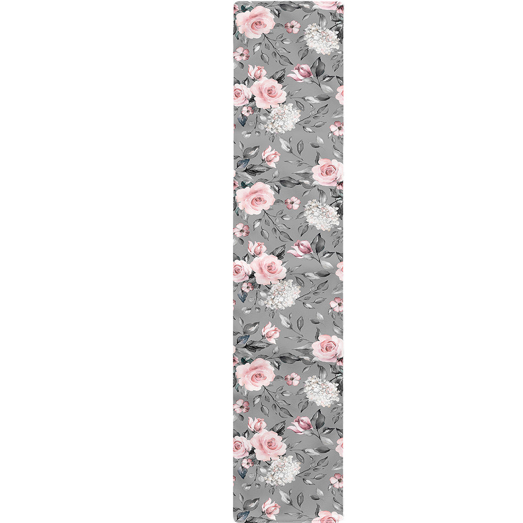 Monochrome Spring Floral Print Table Runner