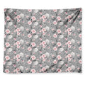 Monochrome Spring Floral Print Tapestry