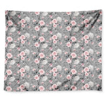 Monochrome Spring Floral Print Tapestry