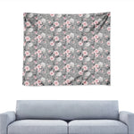 Monochrome Spring Floral Print Tapestry
