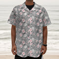Monochrome Spring Floral Print Textured Short Sleeve Shirt