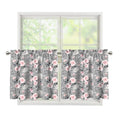 Monochrome Spring Floral Print Tier Curtains