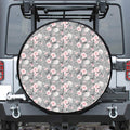Monochrome Spring Floral Print Tire Cover
