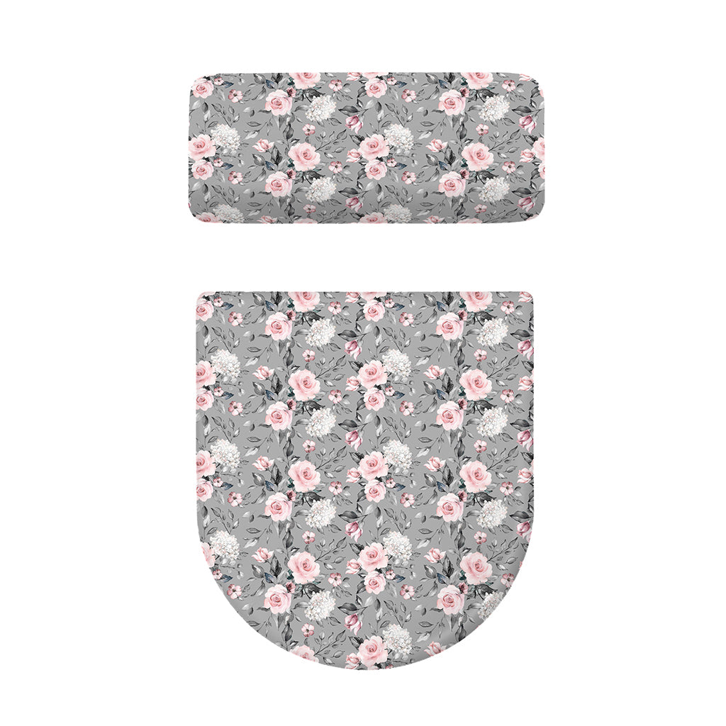 Monochrome Spring Floral Print Toilet Lid And Tank Cover Set