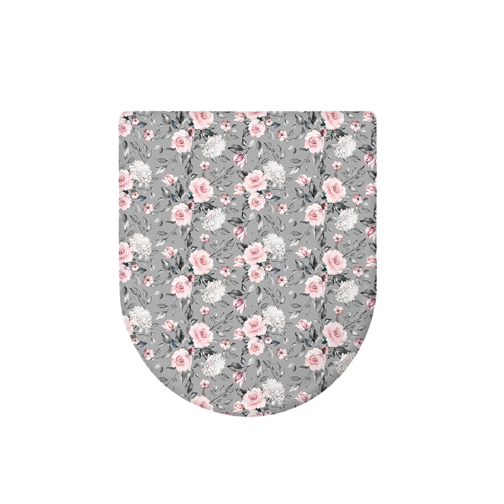 Monochrome Spring Floral Print Toilet Lid Cover