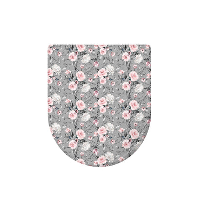 Monochrome Spring Floral Print Toilet Lid Cover