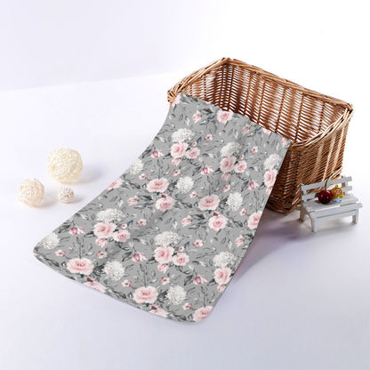Monochrome Spring Floral Print Towel