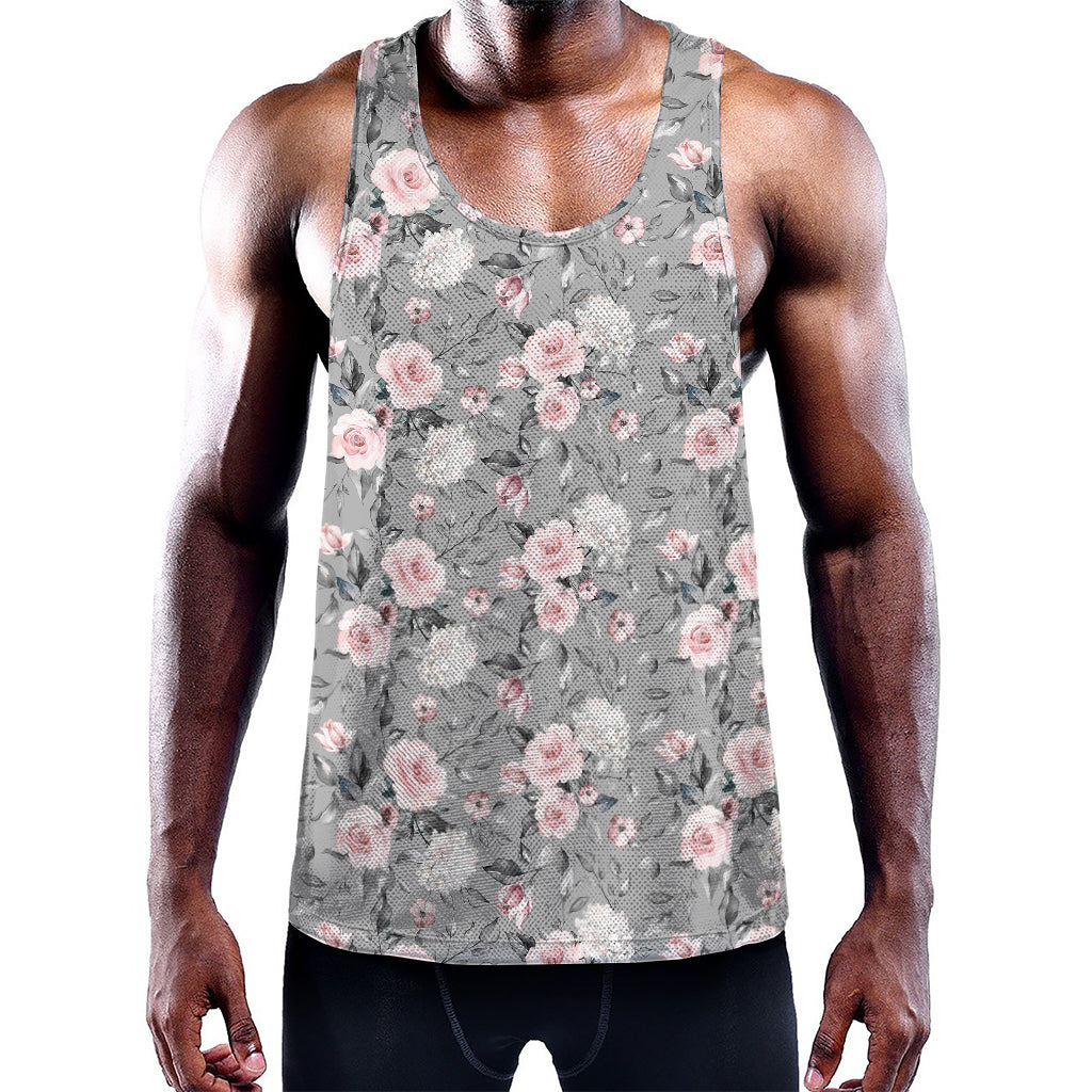 Monochrome Spring Floral Print Training Tank Top