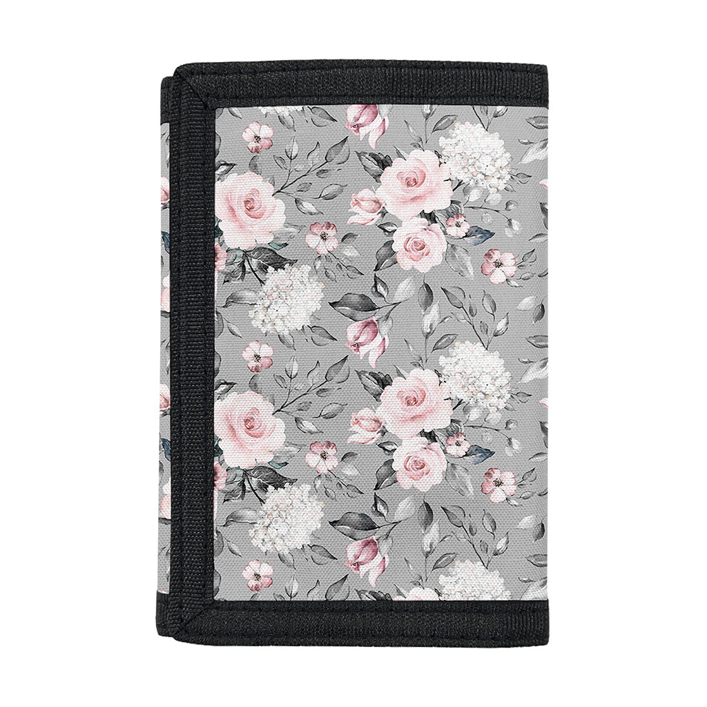 Monochrome Spring Floral Print Trifold Wallet