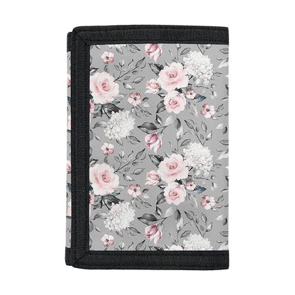 Monochrome Spring Floral Print Trifold Wallet