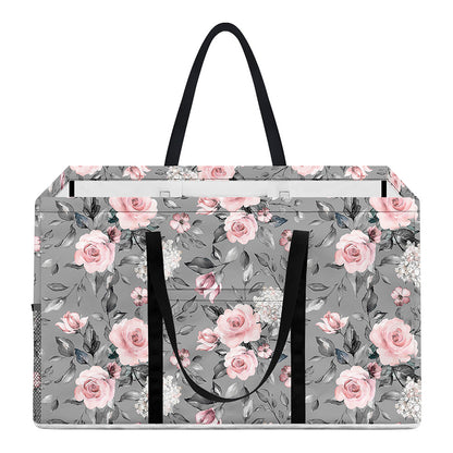 Monochrome Spring Floral Print Utility Tote Bag