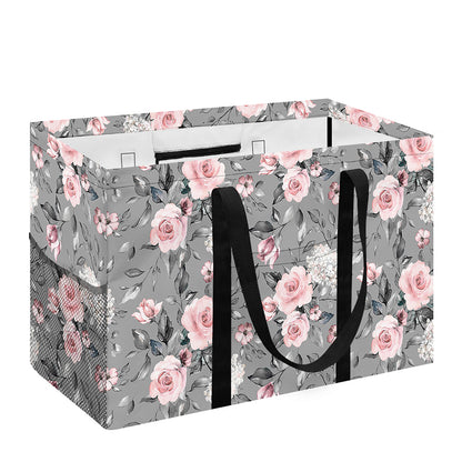 Monochrome Spring Floral Print Utility Tote Bag