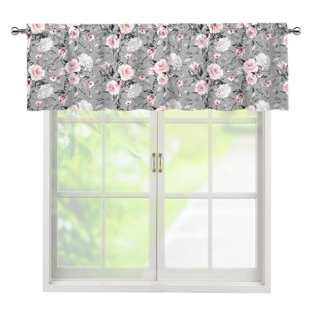 Monochrome Spring Floral Print Window Valance