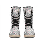 Monochrome Spring Floral Print Winter Boots