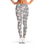Monochrome Spring Floral Print Women's Leggings