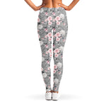 Monochrome Spring Floral Print Women's Leggings
