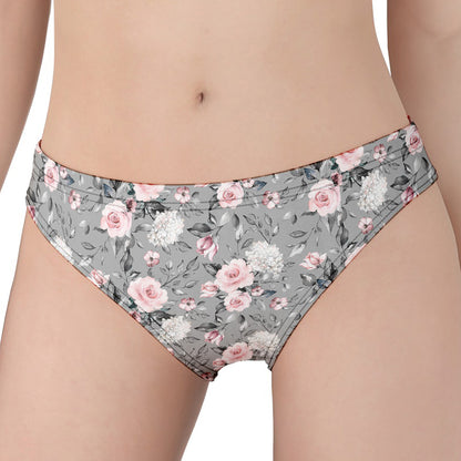 Monochrome Spring Floral Print Women's Panties