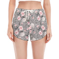Monochrome Spring Floral Print Women's Split Running Shorts