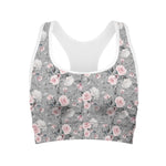 Monochrome Spring Floral Print Women's Sports Bra