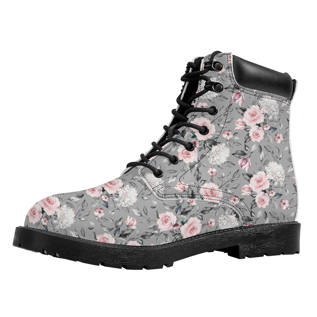 Monochrome Spring Floral Print Work Boots