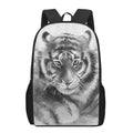 Monochrome Watercolor White Tiger Print 17 Inch Backpack