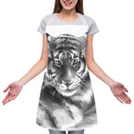 Monochrome Watercolor White Tiger Print Adjustable Apron