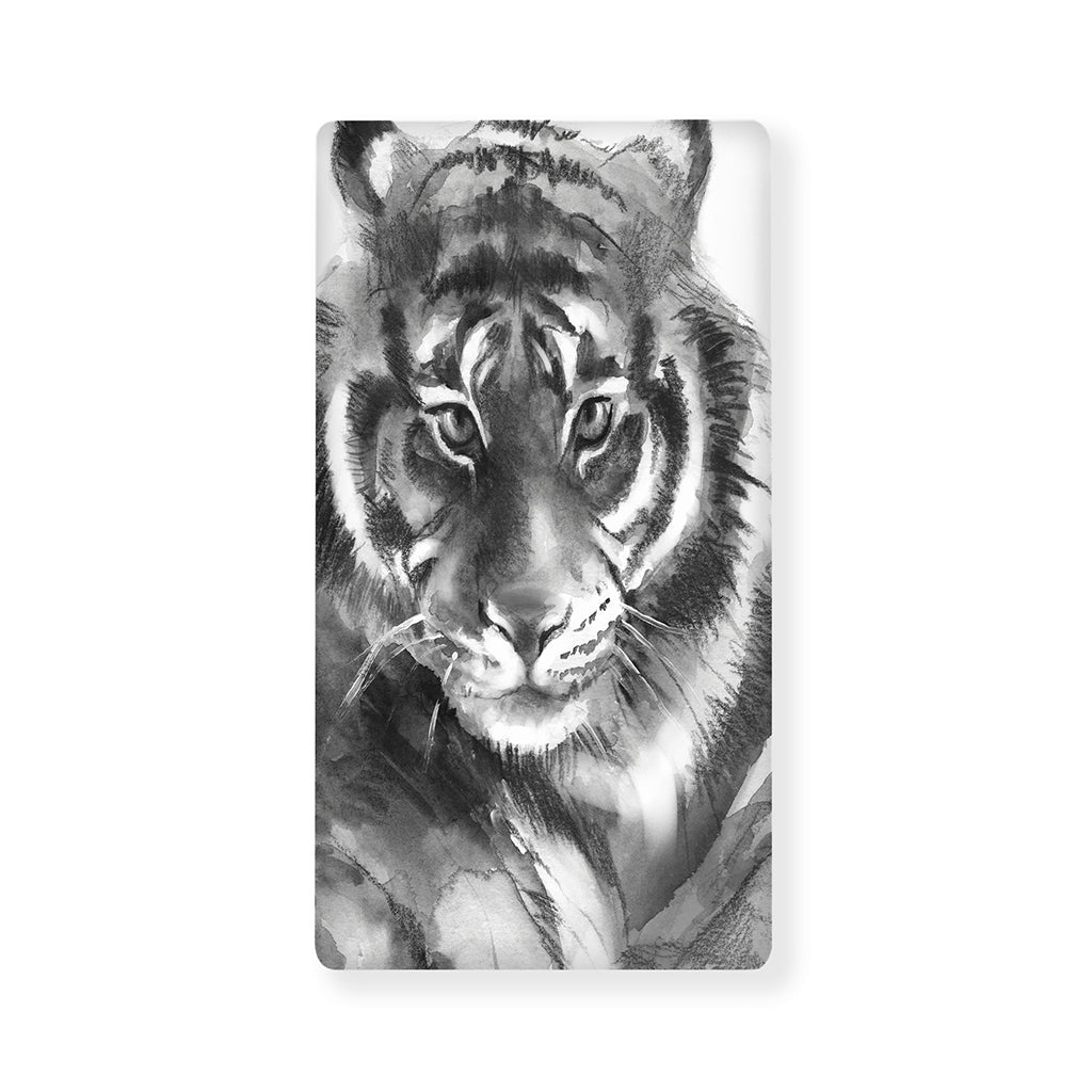 Monochrome Watercolor White Tiger Print Baby Crib Sheet
