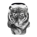 Monochrome Watercolor White Tiger Print Baby Seat Cover