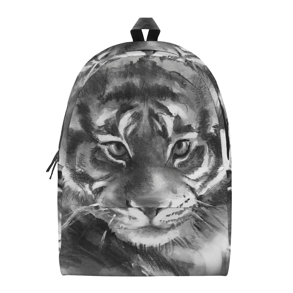Monochrome Watercolor White Tiger Print Backpack