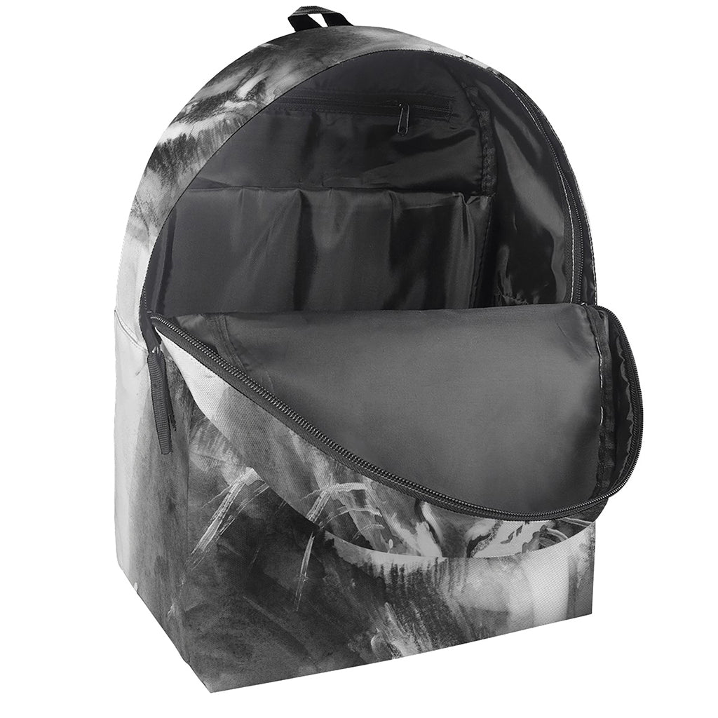 Monochrome Watercolor White Tiger Print Backpack