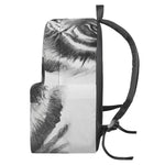 Monochrome Watercolor White Tiger Print Backpack