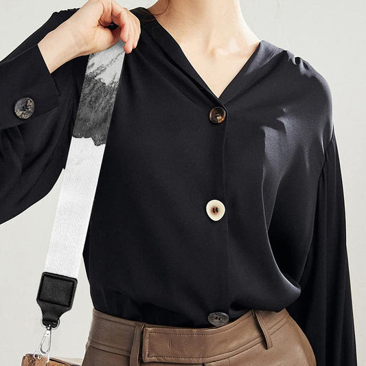 Monochrome Watercolor White Tiger Print Bag Strap