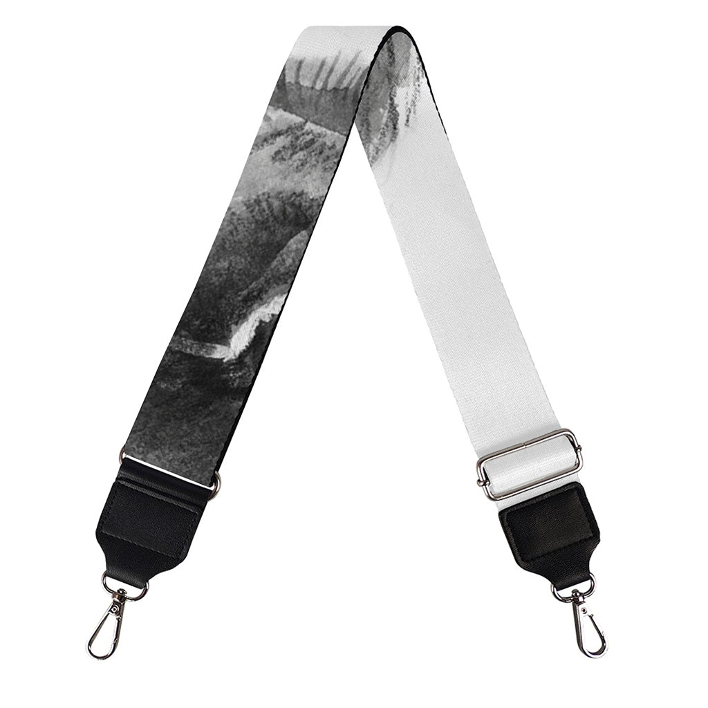 Monochrome Watercolor White Tiger Print Bag Strap
