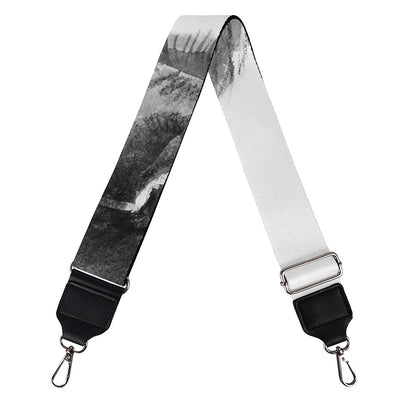 Monochrome Watercolor White Tiger Print Bag Strap