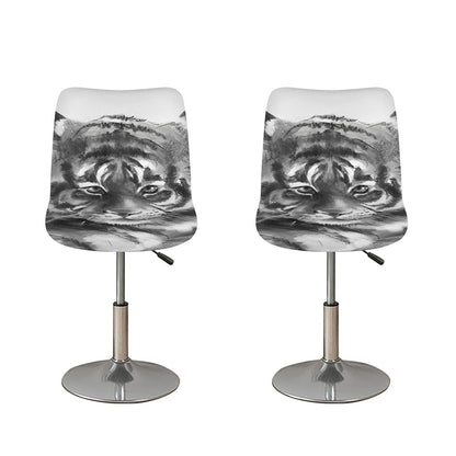 Monochrome Watercolor White Tiger Print Bar Stool Covers