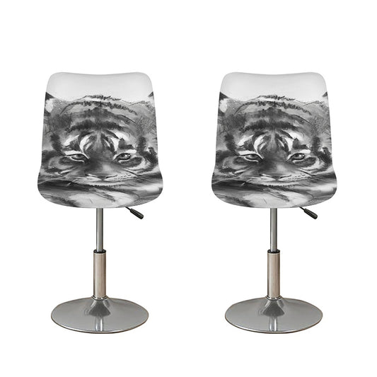 Monochrome Watercolor White Tiger Print Bar Stool Covers