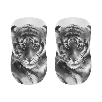 Monochrome Watercolor White Tiger Print Bar Stool Covers