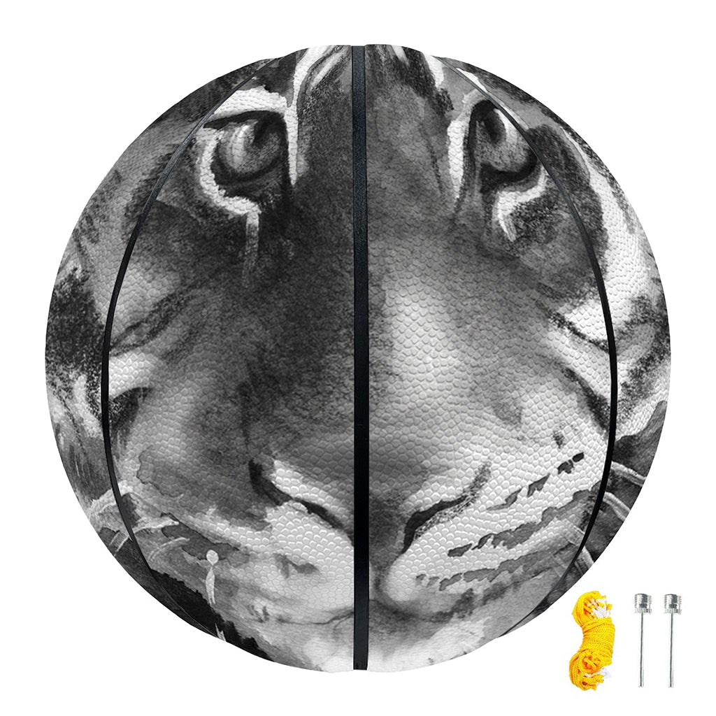 Monochrome Watercolor White Tiger Print Basketball