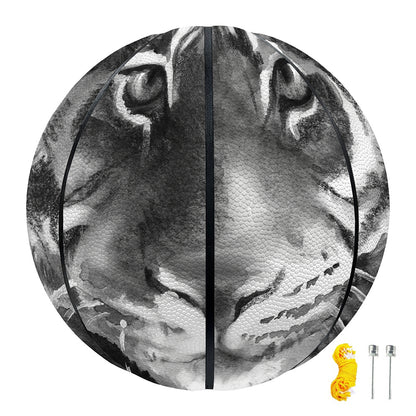 Monochrome Watercolor White Tiger Print Basketball