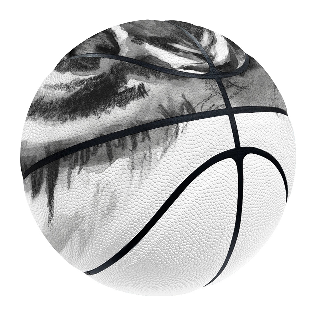 Monochrome Watercolor White Tiger Print Basketball