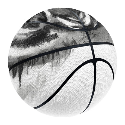Monochrome Watercolor White Tiger Print Basketball