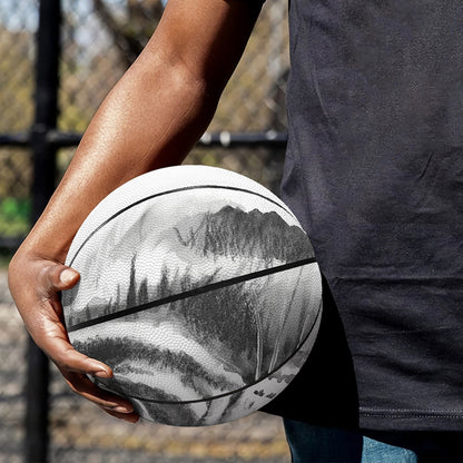 Monochrome Watercolor White Tiger Print Basketball