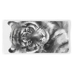 Monochrome Watercolor White Tiger Print Beach Towel